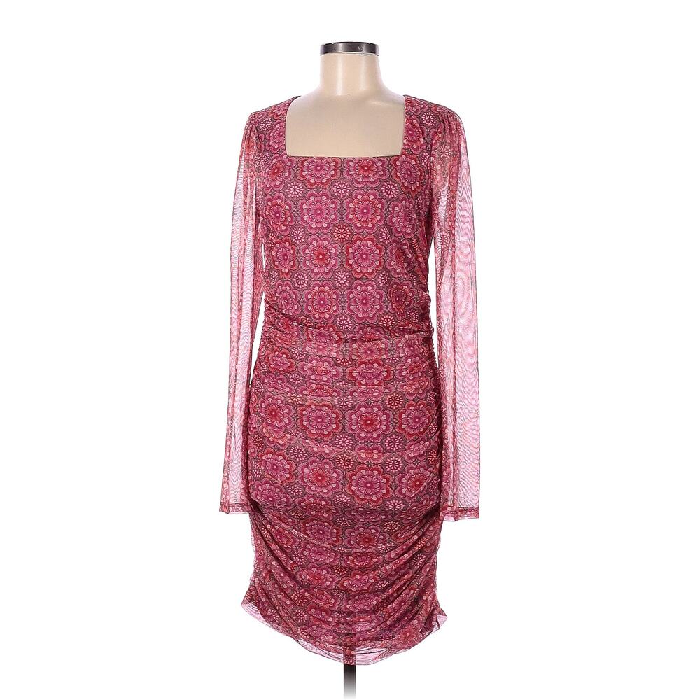 NWT Designer BCBG Generation Pink Floral Flirty Summer Dress Size M